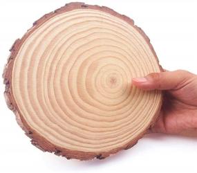 img 3 attached to 🌲 Pack of 4 Natural Wood Slices: 9-10 inch Round Pinewood Slabs for Rustic Table Centerpiece, Outdoor Country Barn Wedding Decor, Weathered Log Disc with Tree Bark