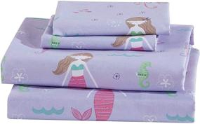 img 2 attached to Fancy Linen Mermaid Under The Sea Lavender Aqua Pink Girls/Teens Sheet Set - Brand New (Full Size)