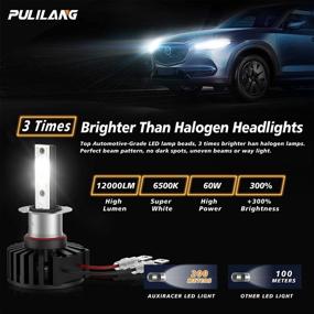 img 2 attached to 🔦 Pulilang H3 LED Headlight Bulbs, 60W 12000LM, Hi/Lo Beam LED Headlights Conversion Kit, 6000K White, Halogen Replacement - Pack of 2