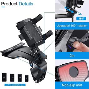 img 1 attached to 📱 360° Adjustable Rotation Car Phone Holder: Universal Mount for All iPhone Android Smartphones - Dashboard Bracket Rear View Mirror Stand Clip