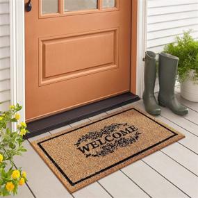 img 2 attached to 🏠 Natural Brown Welcome Mat Outdoor Doormat by LuxUrux - Perfect Outdoor/Indoor Size & Color with Heavy-Duty PVC Backing (17 x 30 Inches)
