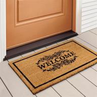 🏠 natural brown welcome mat outdoor doormat by luxurux - perfect outdoor/indoor size & color with heavy-duty pvc backing (17 x 30 inches) logo