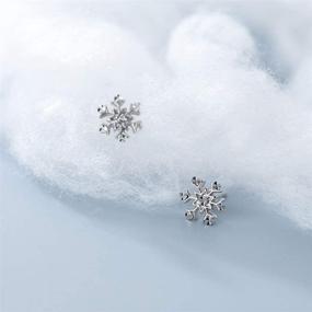 img 2 attached to ❄️ Sterling Silver Winter Flower Stud Earrings - Minimalist Snowflake Cartilage Studs, Hypoallergenic Jewelry for Women and Girls - Perfect Christmas Gifts