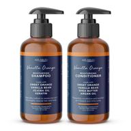 aquableu sweet orange vanilla shampoo & conditioner set: natural, soothing formula for dry & damaged hair – sulfate & paraben free – 16oz (ideal for men & women, suitable for color treated hair) logo