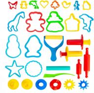 🎉 kiddy dough tool kit for kids - party pack with animal shapes - 24 colorful cutters, molds, rollers & play accessories for air dry clay & dough logo