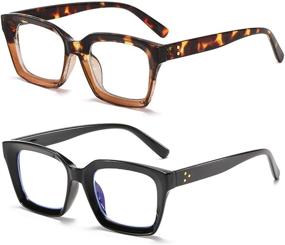 img 4 attached to 👓 Stylish Square Frame Oversized Reading Glasses for Women (2 Pairs 1.00)