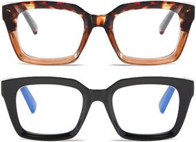 img 3 attached to 👓 Stylish Square Frame Oversized Reading Glasses for Women (2 Pairs 1.00)