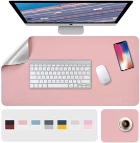 img 4 attached to 🎀 Large Dual-Sided Pink/Sliver Desk Pad Set - 31.5" x 15.7" Desk Mat with 8"x11" PU Leather Mouse Pad 2 Pack - Waterproof, Laptop Mouse Pad Combo for Home Office, Table Protector Blotter - Perfect Gift Idea