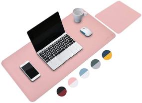 img 3 attached to 🎀 Large Dual-Sided Pink/Sliver Desk Pad Set - 31.5" x 15.7" Desk Mat with 8"x11" PU Leather Mouse Pad 2 Pack - Waterproof, Laptop Mouse Pad Combo for Home Office, Table Protector Blotter - Perfect Gift Idea