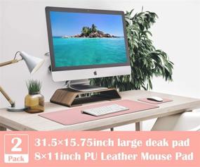 img 2 attached to 🎀 Large Dual-Sided Pink/Sliver Desk Pad Set - 31.5" x 15.7" Desk Mat with 8"x11" PU Leather Mouse Pad 2 Pack - Waterproof, Laptop Mouse Pad Combo for Home Office, Table Protector Blotter - Perfect Gift Idea