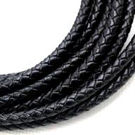 🧵 tacool black color 5 meters 4mm round braided bolo genuine leather strip cord braiding string for jewelry making: durable and versatile craft supply logo