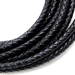 img 1 attached to 🧵 Tacool Black Color 5 Meters 4mm Round Braided Bolo Genuine Leather Strip Cord Braiding String for Jewelry Making: Durable and Versatile Craft Supply