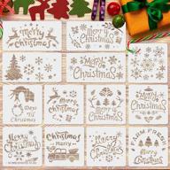 premium 13-piece reusable christmas stencils 🎨 for artistic wood painting, crafts, and greeting cards logo