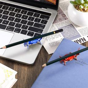 img 1 attached to 🦀 Adorable Red and Blue Crab Pen Holder: Organize Your Stationery with this Cute Weightlifting Crabs Pen Stand