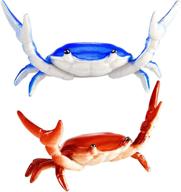 🦀 adorable red and blue crab pen holder: organize your stationery with this cute weightlifting crabs pen stand logo