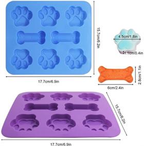 img 2 attached to 3 Pack Silicone Molds Puppy Dog Paw & Bone Shaped – 2 in 1, 8-Cavity, FineGood Reusable Ice Candy Trays Chocolate Cookies Baking Pans – Oven Microwave Freezer Dishwasher Safe (Pink, Blue, Purple)