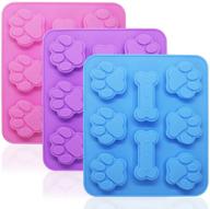 3 pack silicone molds puppy dog paw & bone shaped – 2 in 1, 8-cavity, finegood reusable ice candy trays chocolate cookies baking pans – oven microwave freezer dishwasher safe (pink, blue, purple) logo