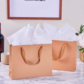 img 1 attached to 👜 Convenient and Stylish Brown Kraft Paper Bags with Handles for Effortless Gift Wrapping Supplies