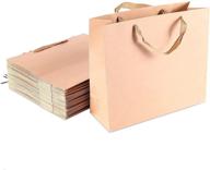 👜 convenient and stylish brown kraft paper bags with handles for effortless gift wrapping supplies logo