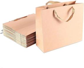 img 4 attached to 👜 Convenient and Stylish Brown Kraft Paper Bags with Handles for Effortless Gift Wrapping Supplies