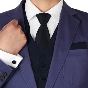 img 2 attached to 👔 Classy Formal Patterned Cufflinks & X Large Handkerchief Set: Boys' Necktie Accessories