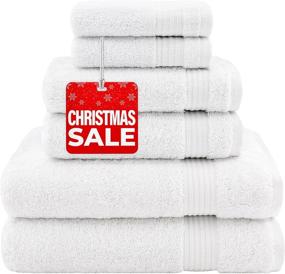 img 4 attached to 🛀 Snow White Turkish Cotton 6 Piece Towel Set: Hotel & Spa Quality, Absorbent & Soft Decorative Kitchen & Bathroom Sets