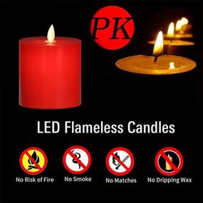 img 3 attached to 🔥 Smtyle Red Flameless Candles - Battery Operated Flickering Light with Remote Control for Room Decor or Fireplace Candelabra - 3x3 inches - Pack of 6