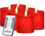 🔥 smtyle red flameless candles - battery operated flickering light with remote control for room decor or fireplace candelabra - 3x3 inches - pack of 6 логотип