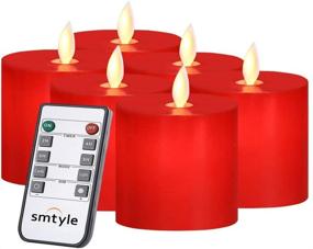 img 4 attached to 🔥 Smtyle Red Flameless Candles - Battery Operated Flickering Light with Remote Control for Room Decor or Fireplace Candelabra - 3x3 inches - Pack of 6