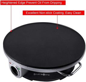 img 3 attached to 🥞 Health and Home 13 Inch Crepe Maker - Electric Griddle & Non-stick Pancake Maker-Crepe Pan