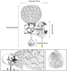 img 3 attached to WeFoonLo Modern Crystal Wall Light Pendent Lamp Chrome Finish Bedroom Sconce Lighting Fixture