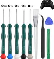 🔧 9 in 1 torx security screwdriver repair tool kit for xbox one/xbox 360/ps3/ps4/ps5 controller - including brush, tweezers & opening pry tools - jaoystii t6 t8 t9 t10 xbox one screwdriver set logo