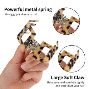 img 1 attached to 🦋 Sweilise 4Pcs Hair Claw Clips with French Leopard Print - Tortoise Shell Hair Barrettes Celluloid - Stylish Hair Butterfly Jaw Clips for Women and Girls - Hair Clamps Accessories