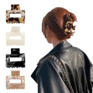 🦋 sweilise 4pcs hair claw clips with french leopard print - tortoise shell hair barrettes celluloid - stylish hair butterfly jaw clips for women and girls - hair clamps accessories logo