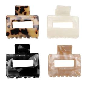 img 3 attached to 🦋 Sweilise 4Pcs Hair Claw Clips with French Leopard Print - Tortoise Shell Hair Barrettes Celluloid - Stylish Hair Butterfly Jaw Clips for Women and Girls - Hair Clamps Accessories