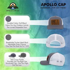 img 1 attached to 🧢 Apollo Cap Co. Trucker Hat - Leather Circle Patch Snapback - Mid Profile Crown - Ideal for Men and Ladies!