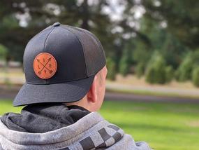 img 2 attached to 🧢 Apollo Cap Co. Trucker Hat - Leather Circle Patch Snapback - Mid Profile Crown - Ideal for Men and Ladies!