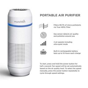 img 2 attached to Munchkin Portable Air Purifier: Advanced 4-Stage True HEPA Filtration System, Eliminates 99.7% of Micro-Pollutants on the Go!