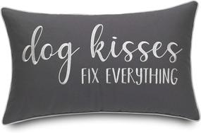 img 1 attached to ❤️ Rudransha Dog Kisses Lumbar Accent Pillowcase - Perfect Gift for Pet Lovers, Home Decor - 12x20 Inches, Dark Grey