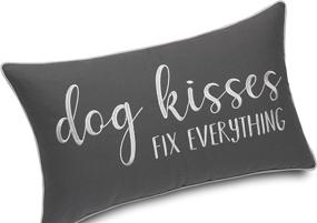 img 3 attached to ❤️ Rudransha Dog Kisses Lumbar Accent Pillowcase - Perfect Gift for Pet Lovers, Home Decor - 12x20 Inches, Dark Grey