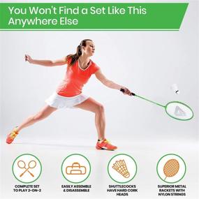 img 1 attached to Premium Outdoor Jimmy Badminton Set for Backyards - Includes Set 🏸 of 4 Rackets, Portable Net with Expandable Poles, 4 Birdies, Storage Bag