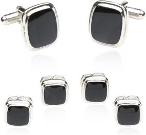 img 4 attached to Tuxedo Black Enamel Cufflinks Formal