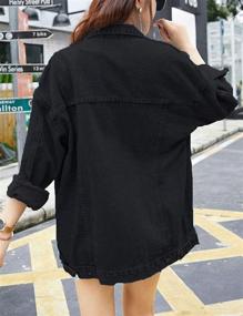 img 3 attached to Omoone Womens Oversized Denim Jacket Women's Clothing in Coats, Jackets & Vests