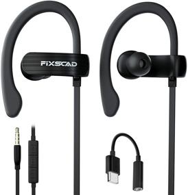 img 3 attached to 🎧 FIXSCAD Y171 Wired Sports Earbuds with Microphone, Soft Wrap Around Earphones with Over Ear Hook, in Ear Running Headphones for Exercise - Compatible with Samsung, Includes Free Type C to 3.5mm Adapter