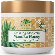 🌿 ultra-nourishing aloe vera manuka honey cream for face and body - soothing, gentle, and effective for all skin types and conditions - ideal for women, men, kids, babies - by green leaf naturals - 4 oz logo