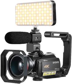 img 4 attached to Emperor of Gadgets DV Camcorder 4K - 12X Optical Zoom - Smart LED Filling Light - Microphone - Wide Angle Lens - Lens Hood - Foldable Handheld Stabilizer - Includes 32GB SD Card as Gift