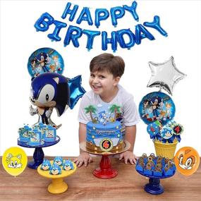 img 1 attached to 🦔 Sonic The Hedgehog Birthday Party Supplies Kit: Happy Birthday Banner, Foil Balloon, Latex Party Balloons - Sonic The Hedgehog Theme Decorations, Party Favors for Kids Boys and Baby Shower Celebration