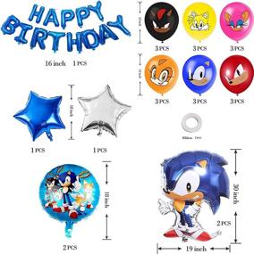 img 3 attached to 🦔 Sonic The Hedgehog Birthday Party Supplies Kit: Happy Birthday Banner, Foil Balloon, Latex Party Balloons - Sonic The Hedgehog Theme Decorations, Party Favors for Kids Boys and Baby Shower Celebration