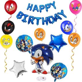 img 2 attached to 🦔 Sonic The Hedgehog Birthday Party Supplies Kit: Happy Birthday Banner, Foil Balloon, Latex Party Balloons - Sonic The Hedgehog Theme Decorations, Party Favors for Kids Boys and Baby Shower Celebration