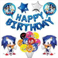 🦔 sonic the hedgehog birthday party supplies kit: happy birthday banner, foil balloon, latex party balloons - sonic the hedgehog theme decorations, party favors for kids boys and baby shower celebration логотип